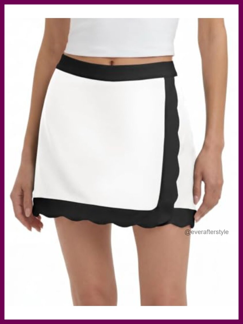 Women Tennis Skort Built-in Shorts Scalloped Hem Wrap High Waisted Athletic